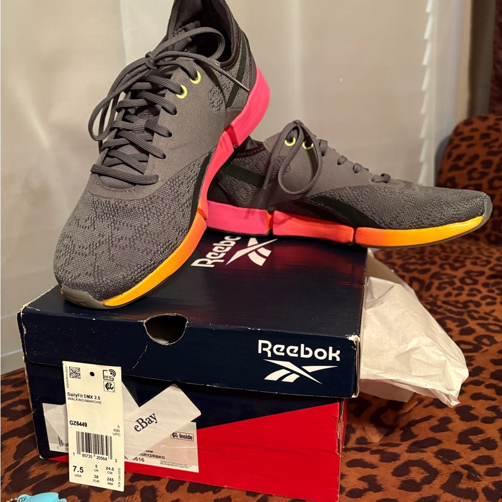 Reebok Women's Athletic Shoes - Gray and Neon Pink